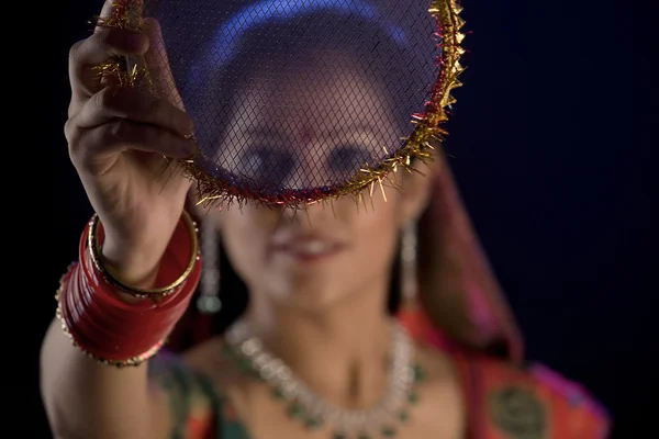 Donna a Karva Chauth — Foto Stock