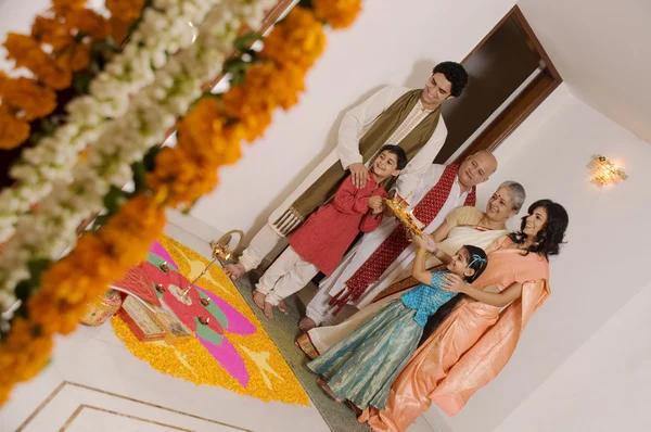 Family celebrating Diwali — Stock Photo, Image