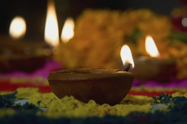 Lighted diyas — Stock Photo, Image