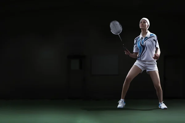 Jonge vrouw met badminton racket — Stockfoto