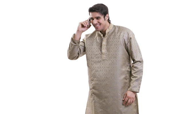 Bengali man talking on phone — Stock Photo, Image