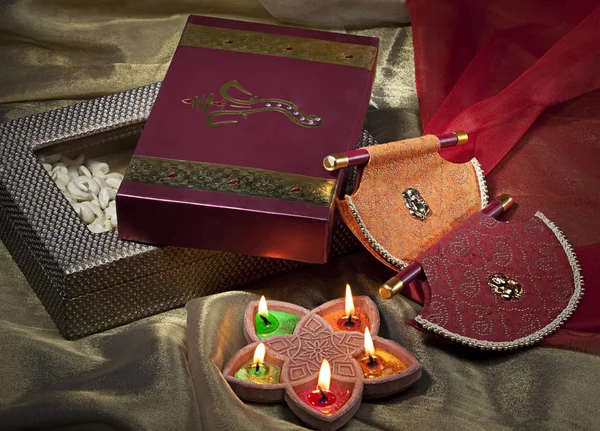 Diwali gifts and diyas — Stock Photo, Image