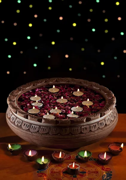 Diyas placed decoratively — Stock Photo, Image