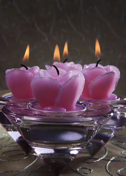 Decorative pink candles — Stock Photo, Image