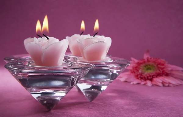 Διακοσμητικά ροζ κεριά — Φωτογραφία Αρχείου