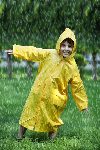 Boy wearing raincoat — Stock Photo, Image
