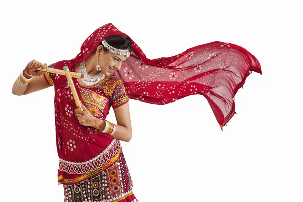 Female dandiya dancer — Stock Photo, Image