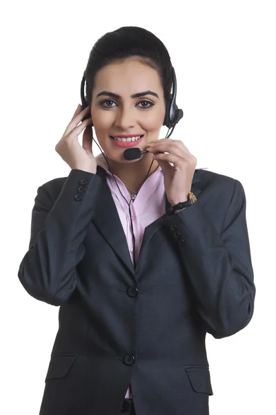 Businesswoman wearing headset — Stock Photo, Image