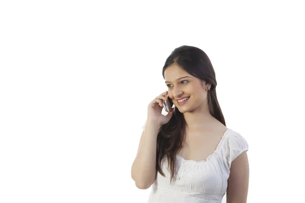 Pregnant woman using her mobile phone — Stock Photo, Image