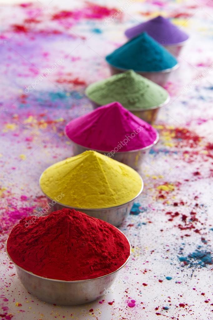 Bows of colorful Holi powder