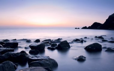 güzel sakin sunrise al aqqa beach, fujairah, Birleşik Arap Emirlikleri