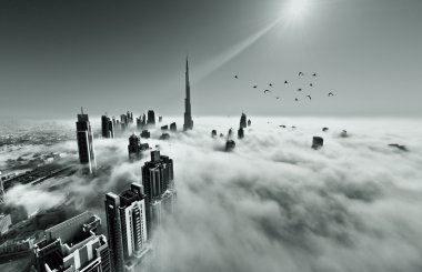 Uluslararası Dubai Kongre ve Sergi Sarayı, dubai, sis kaplı.