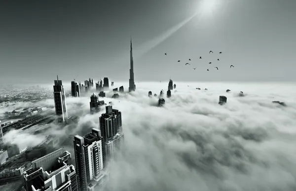 Uluslararası Dubai Kongre ve Sergi Sarayı, dubai, sis kaplı.