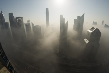 Dubai Skyline in fog clipart