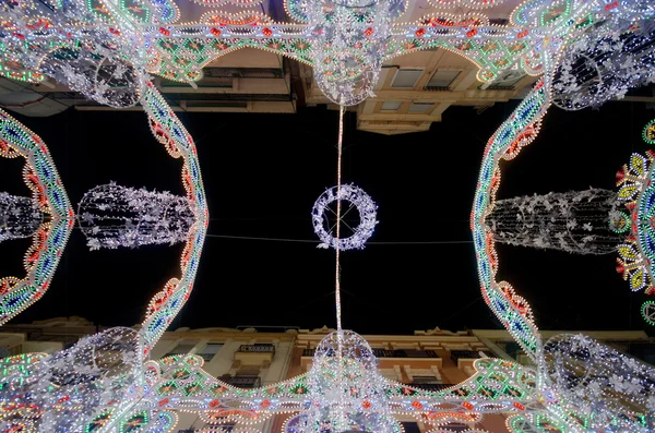 Iluminação da Rua em Valência durante as Fallas — Fotografia de Stock