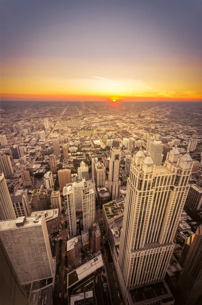 Ηλιοβασίλεμα στο Σικάγο, Ιλλινόις Φωτογραφία Αρχείου