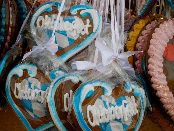 Bavorské lebkuchen srdce — Stock fotografie