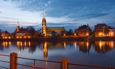 Katedral ada akşam wroclaw, Polonya