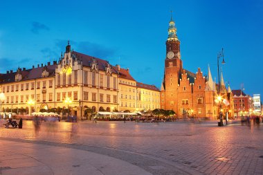 Pazar görünümü. Wroclaw, Polonya.