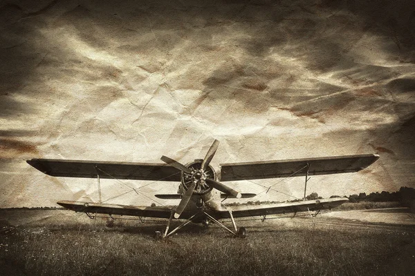 Старый самолет, биплан — стоковое фото