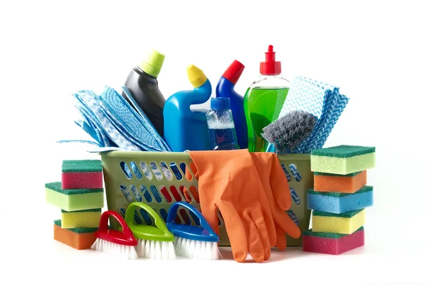 Cleaning products on white background. — Stock Photo, Image