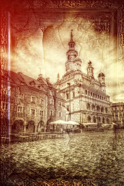 Old Market in Poznan retro style — Stock Photo, Image