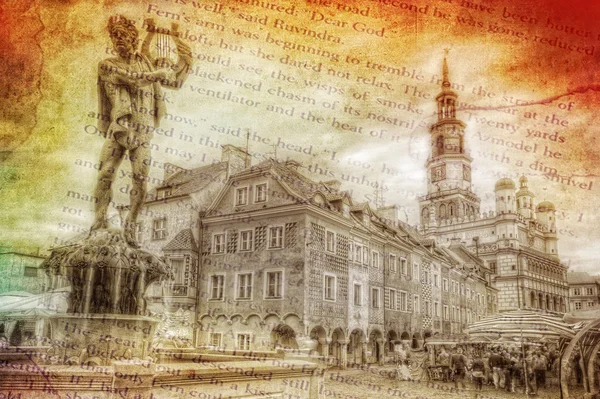 Old Market Square in Poznan retro style — Stock Photo, Image