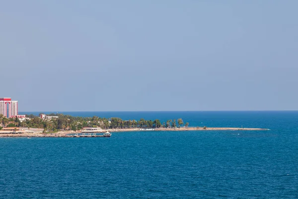 Long Coastal Spit Shores Mediterranean Sea Turkey Antalya City — Stock Photo, Image