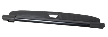 Siyah modern araba kapağı. Araba tasarım elemanı. Beyaz arka plan, tecrit. Bagaj kapağı.