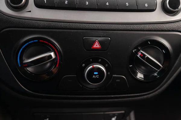 Controles Condicionado Painel Carro Fechar Sistema Ventilação Carro Detalhes Dos — Fotografia de Stock