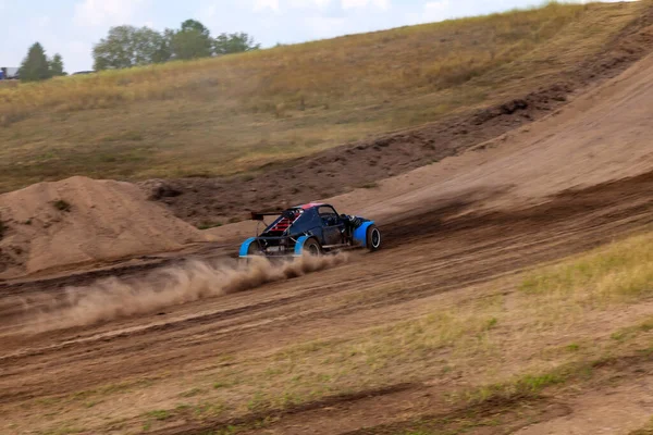 Small Sports Blurred Buggy Rally Competition Track Weekend Training Warm — Stock Photo, Image