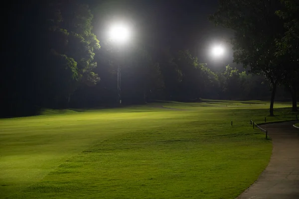 Beautiful Dark Night View Golf Course Bunkers Sand Green Grass — Photo