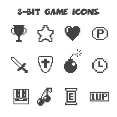 8-bit game icons clipart