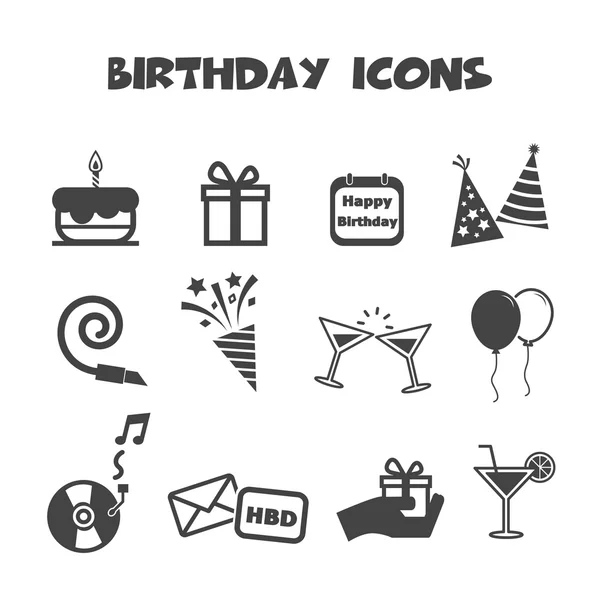 Iconos de cumpleaños — Archivo Imágenes Vectoriales