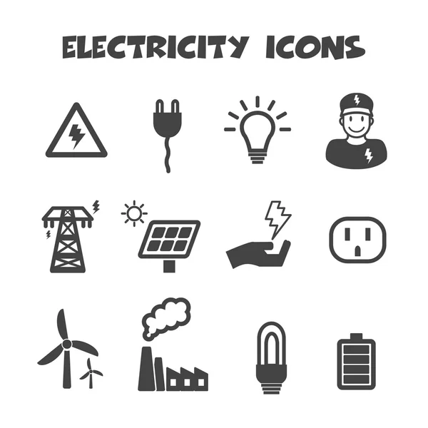 Electricidad Iconos — Vector de stock