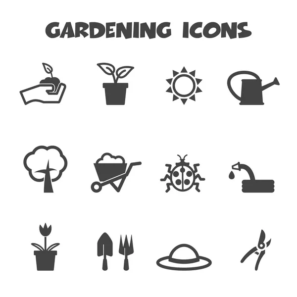 Ícones de jardinagem — Vetor de Stock