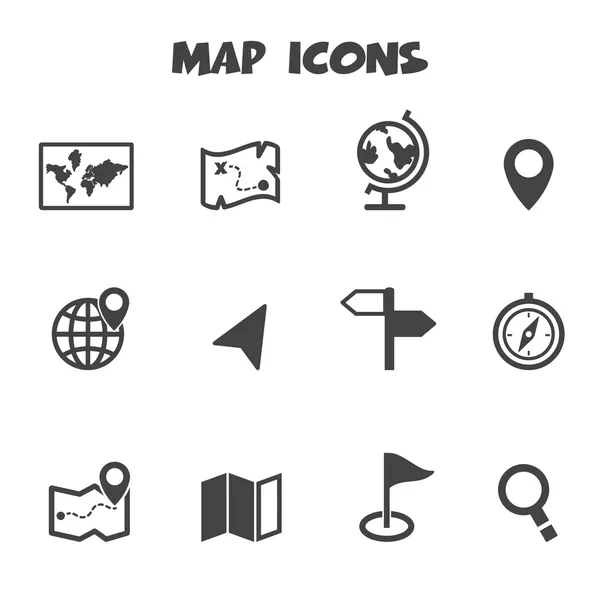 Iconen op de kaart — Stockvector