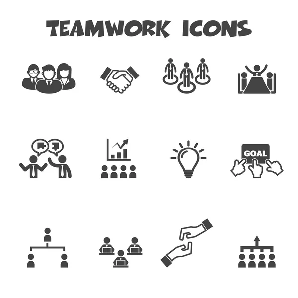 Iconos de trabajo en equipo — Vector de stock