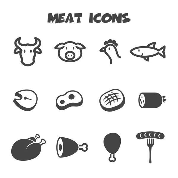 Iconos de carne — Vector de stock