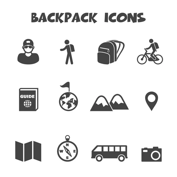Iconos de mochila — Vector de stock