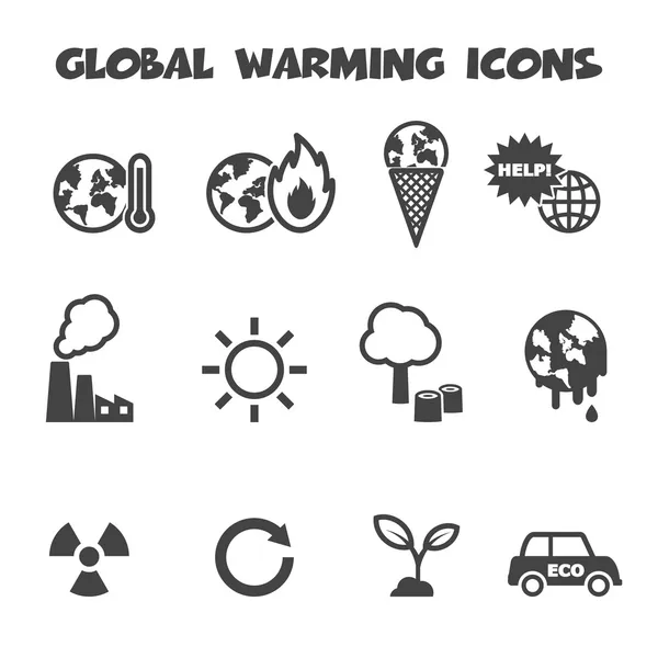 Global warming icons — Stock Vector