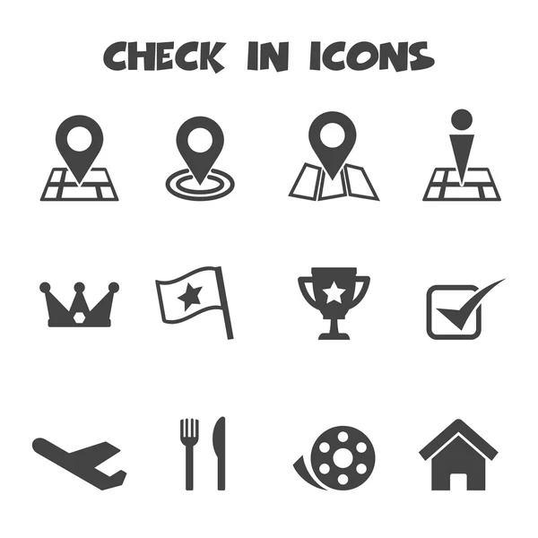 Check in iconos — Vector de stock