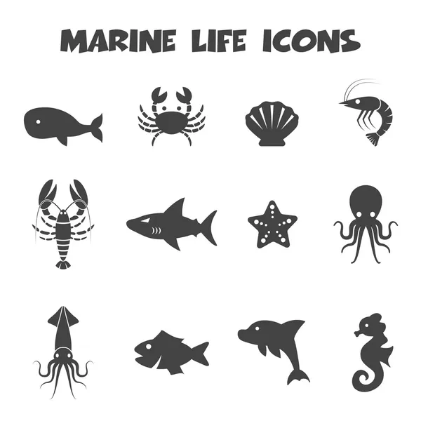 Ícones da vida marinha — Vetor de Stock
