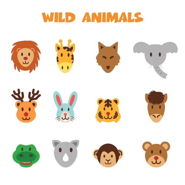 Iconos de animales salvajes — Vector de stock