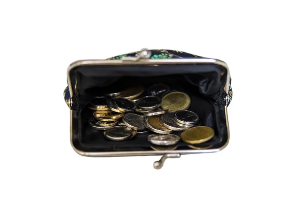 Opened purse full coins — Stock Photo, Image