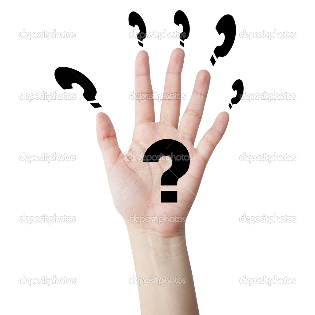 Hand with question symbol