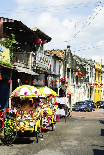 Coloridos rickshaws de bicicleta en Malaca Malasia —  Fotos de Stock