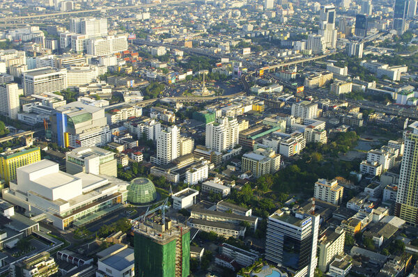 Bangkok city top view close-up photo