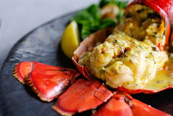 Gourmet lobster dinner at the restaurant — Stock Photo, Image