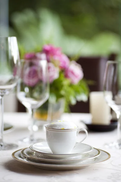 Luxury cup of coffee set on table — Stock Photo, Image